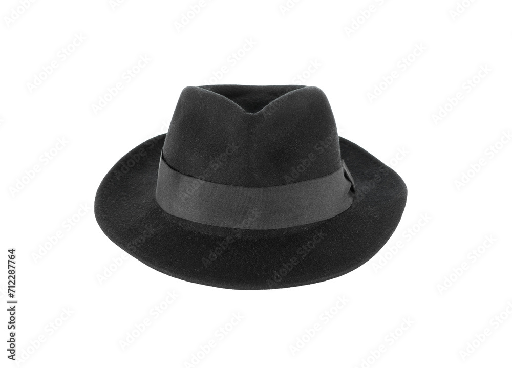 black mafia hat isolated on white background black mafia hat isolated on white background