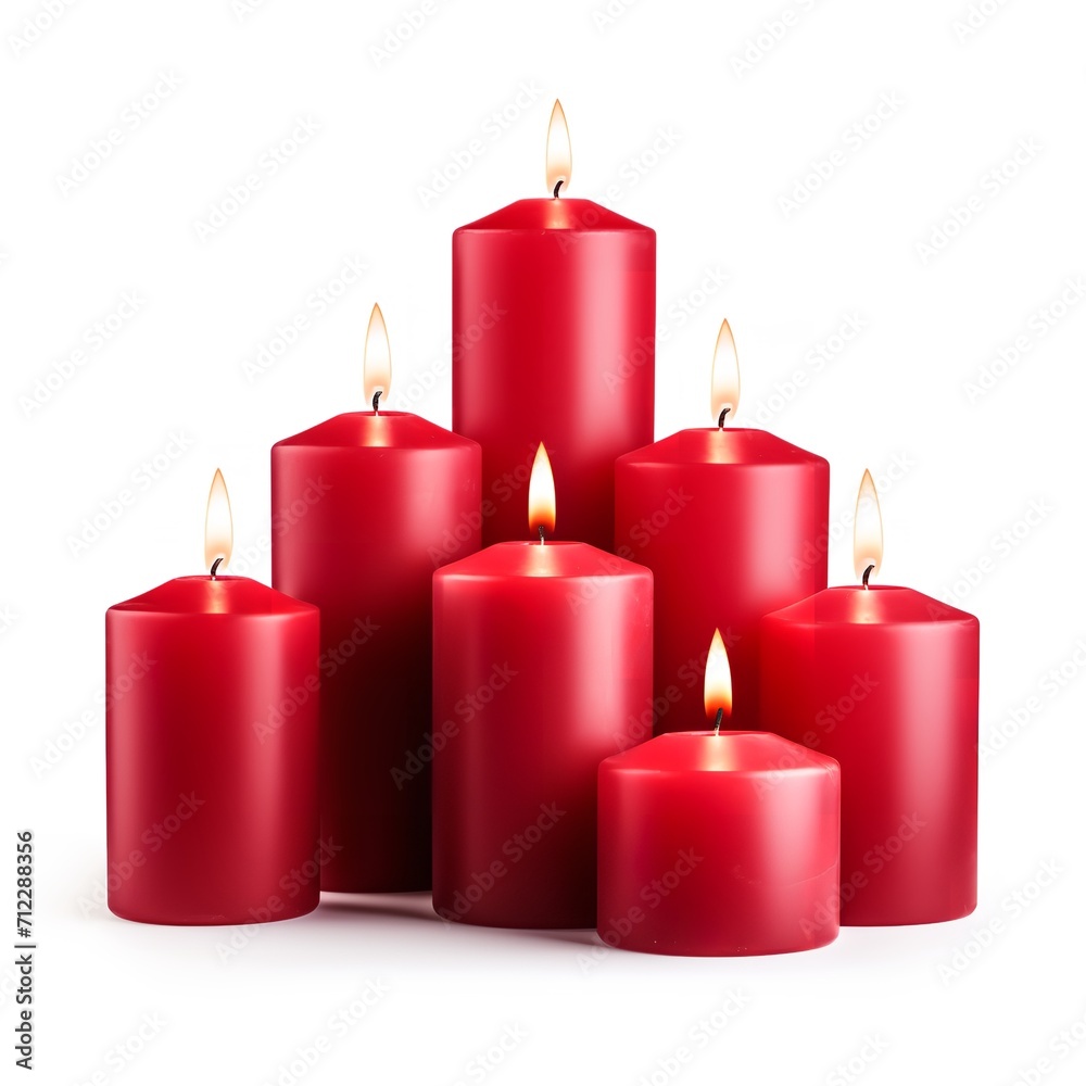Lighting Red Candles isolated on white background