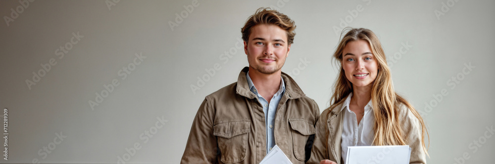 Confident Young Professionals Holding Documents Confident Young Professionals Holding Documents