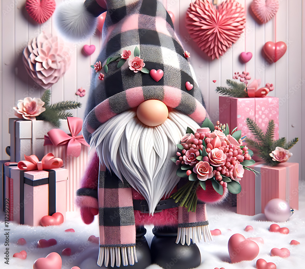 Pink Valentine Gnome Tumbler Wrap