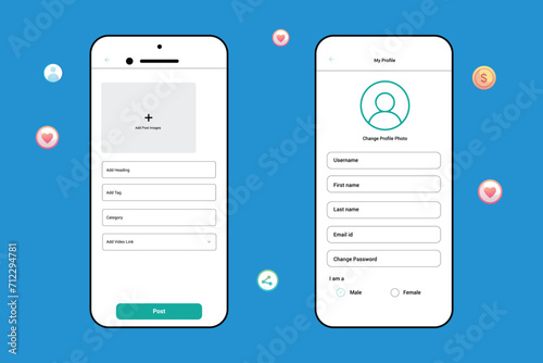 Minimalist smartphone ui mobile app template design | Abstract mobile app to learn languages template | Modern colored mobile app landing page template | Modern graphic elements gradient landing page 
