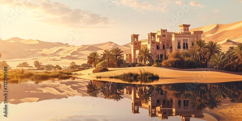 Arabian luxury palace in the desert photo