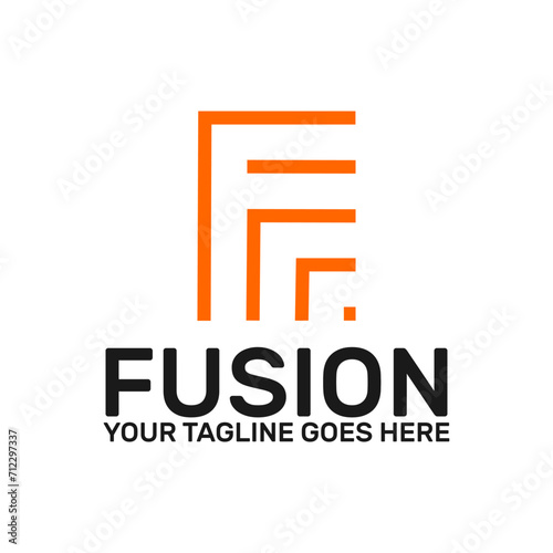 abstract letter F logo template, fusion logo template photo