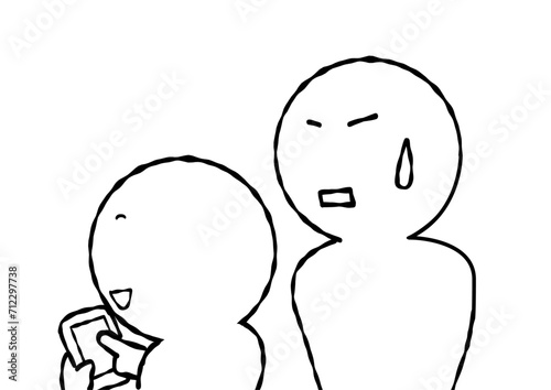 スマホを見ながら話をきく人噴出しなし