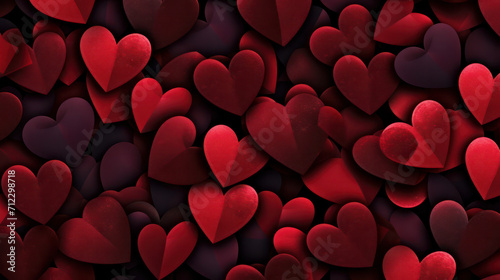 Photo background pattern of red cutout hearts 