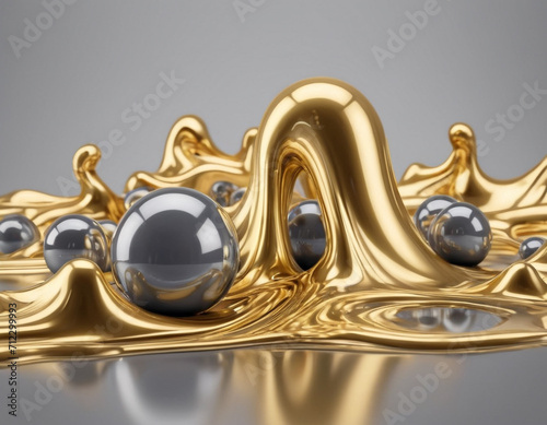 The shapes are filled with a gradient of golden and gray colors, creating a metallic and luxurious appearance.