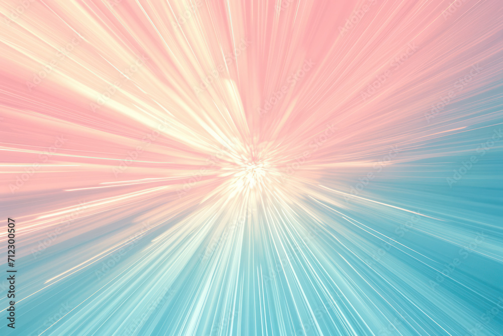 Peach and light blue graduated background with radiating bright light trails emitting from vanishing point Peach and light blue graduated background with radiating bright light trails emitting from vanishing point