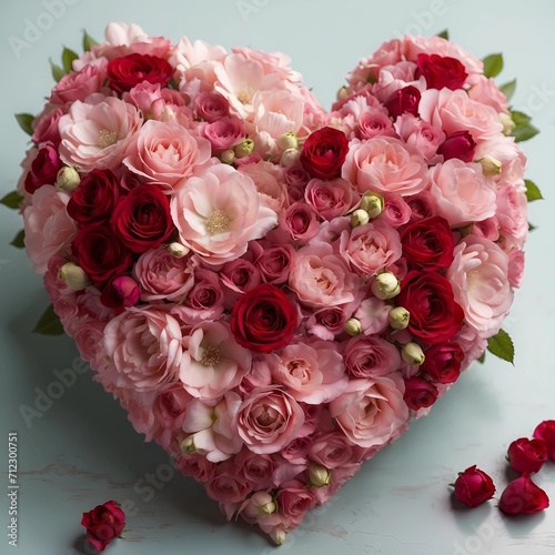 Heart shaped bouquet of rose flowers