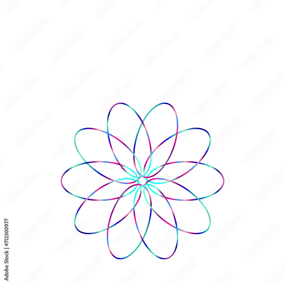 An abstract cut out transparent iridescent oval gradient star shape futuristic pattern design element. An abstract cut out transparent iridescent oval gradient star shape futuristic pattern design element.