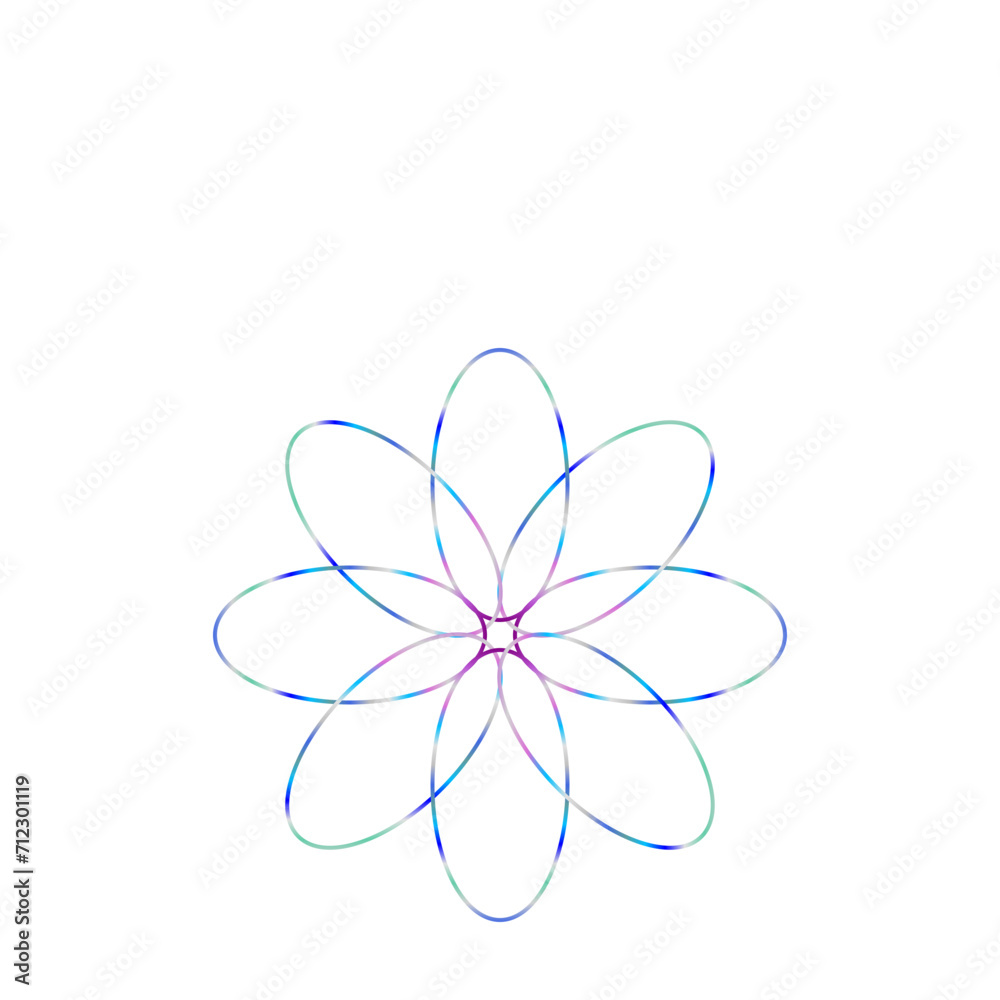 Fototapeta premium An abstract cut out transparent iridescent oval gradient star shape futuristic pattern design element.