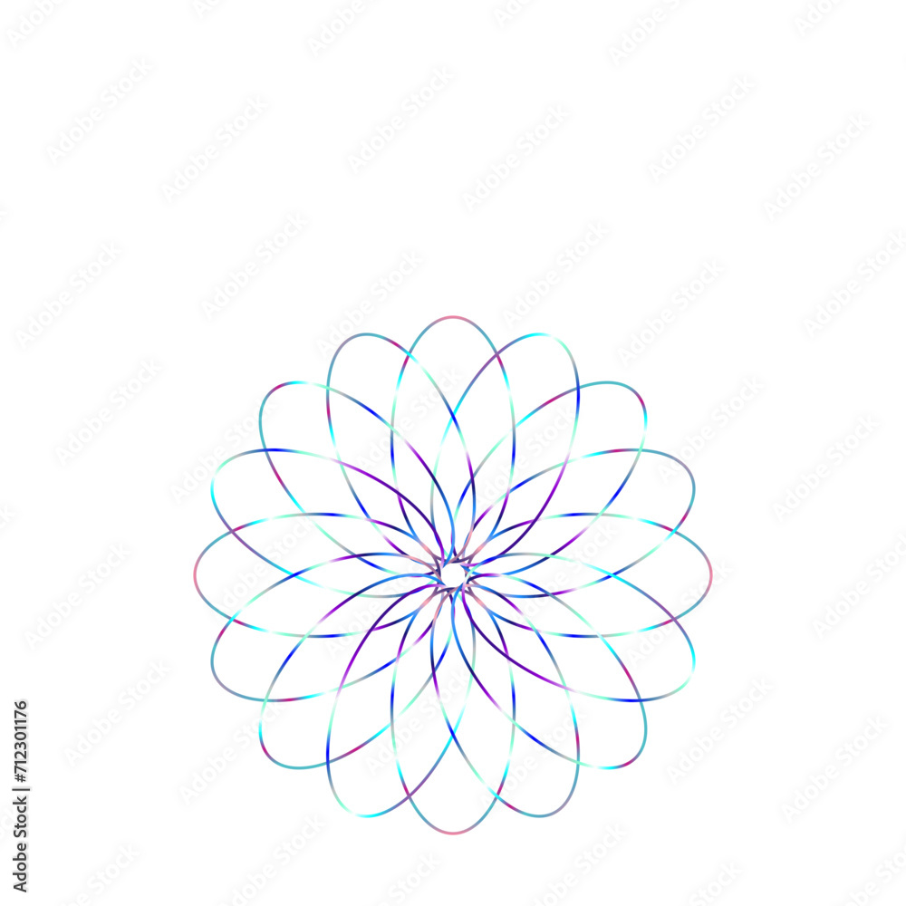 An abstract cut out transparent iridescent oval gradient star shape futuristic pattern design element. An abstract cut out transparent iridescent oval gradient star shape futuristic pattern design element.