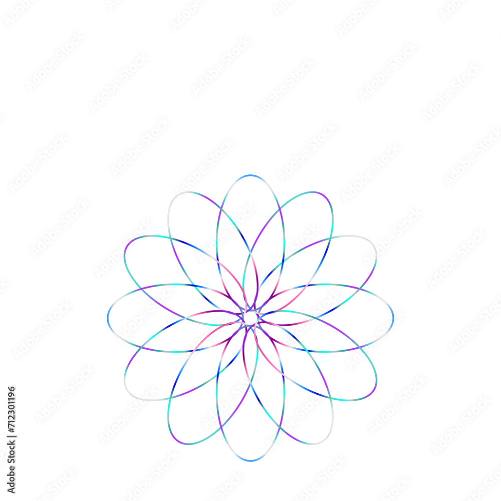Fototapeta premium An abstract cut out transparent iridescent oval gradient star shape futuristic pattern design element.