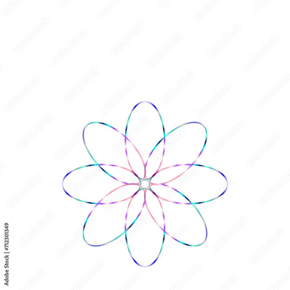 Fototapeta premium An abstract cut out transparent iridescent oval gradient star shape futuristic pattern design element.