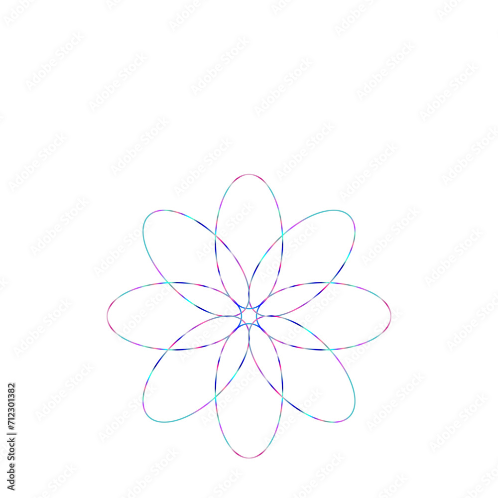 Fototapeta premium An abstract cut out transparent iridescent oval gradient star shape futuristic pattern design element.