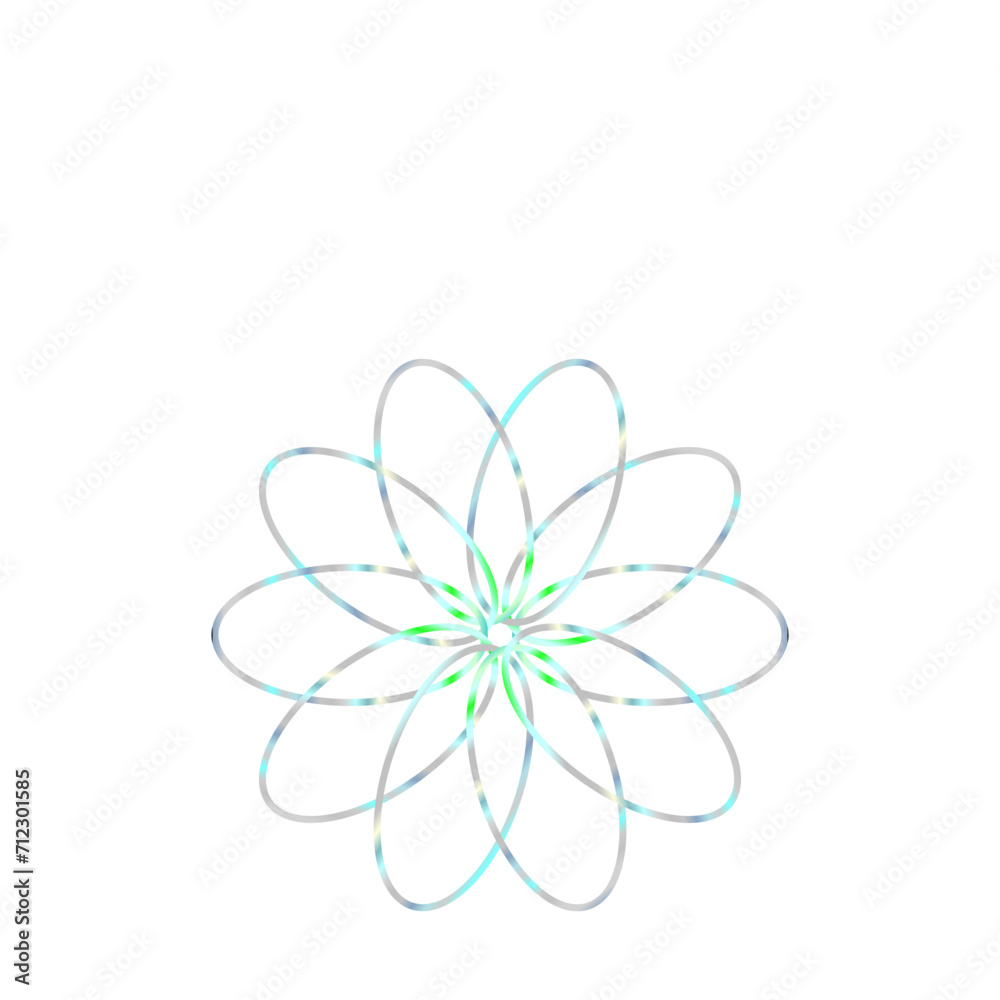 An abstract cut out transparent iridescent oval gradient star shape futuristic pattern design element. An abstract cut out transparent iridescent oval gradient star shape futuristic pattern design element.
