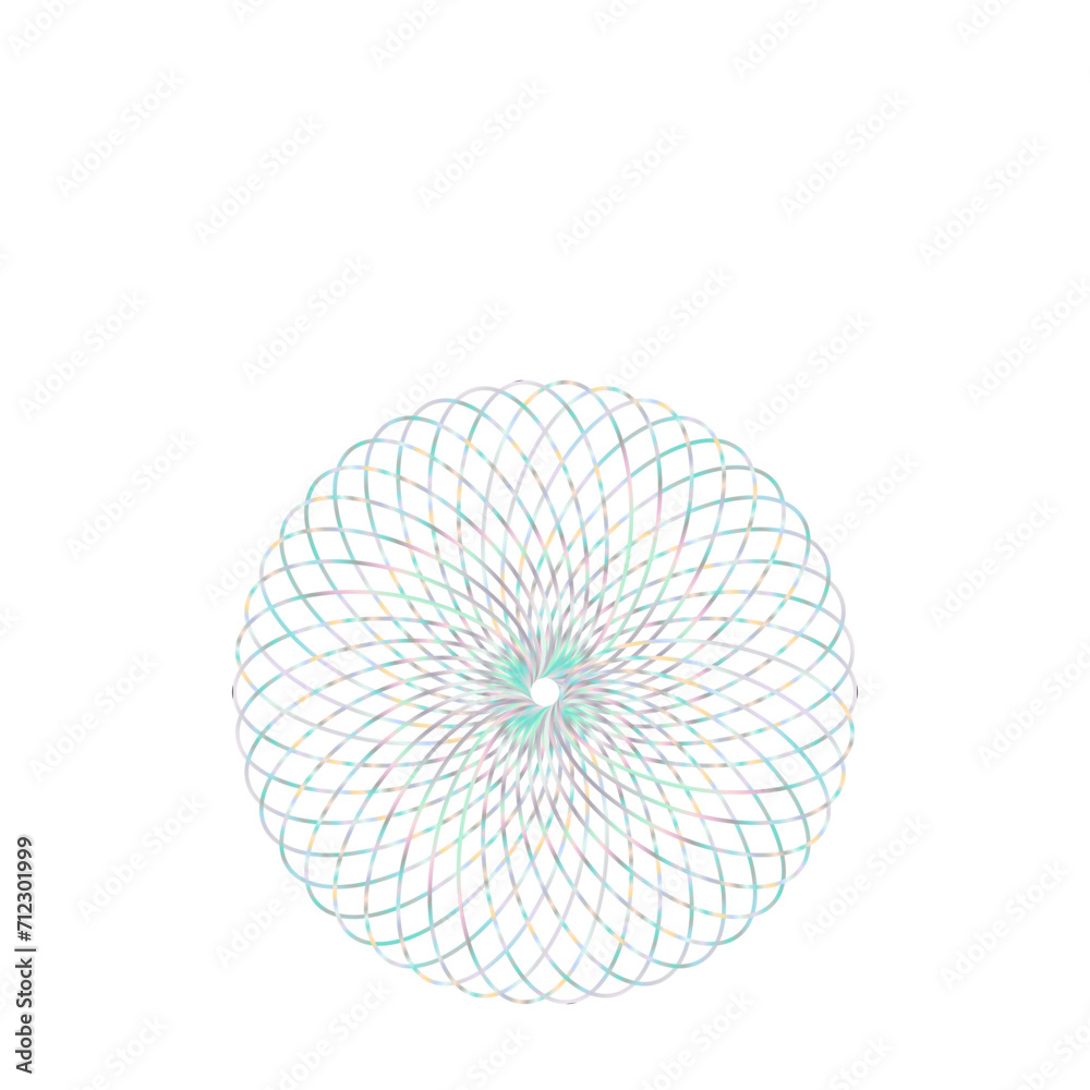 An abstract cut out transparent iridescent oval gradient star shape futuristic pattern design element.