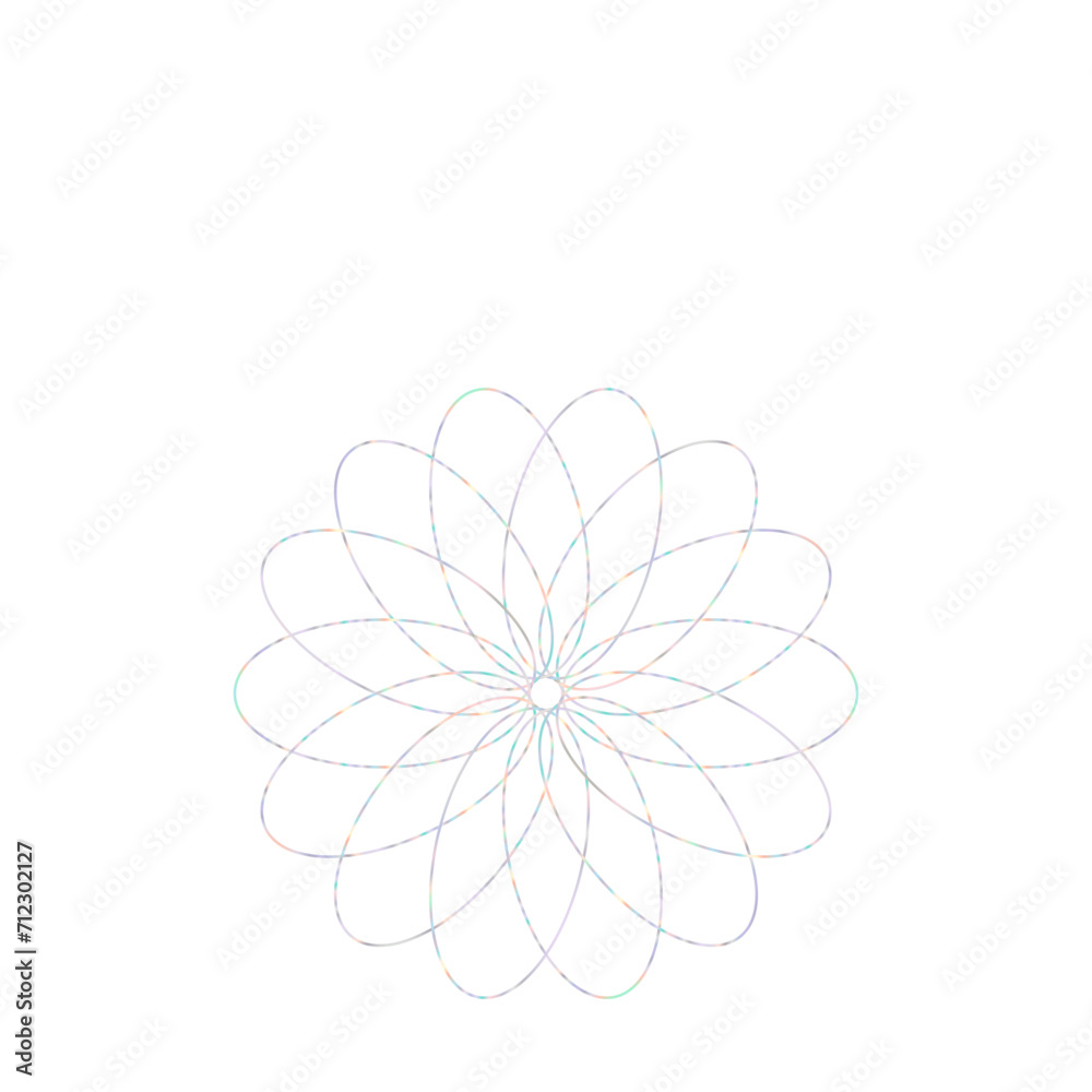 An abstract cut out transparent iridescent oval gradient star shape futuristic pattern design element. An abstract cut out transparent iridescent oval gradient star shape futuristic pattern design element.