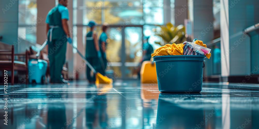 Professional cleaning concept banner with soft focus and blurred background - obrazy, fototapety, plakaty 