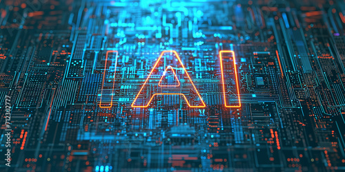 AI sign on the cyber background
