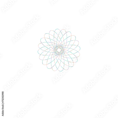 An abstract cut out transparent iridescent oval gradient star shape futuristic pattern design element.