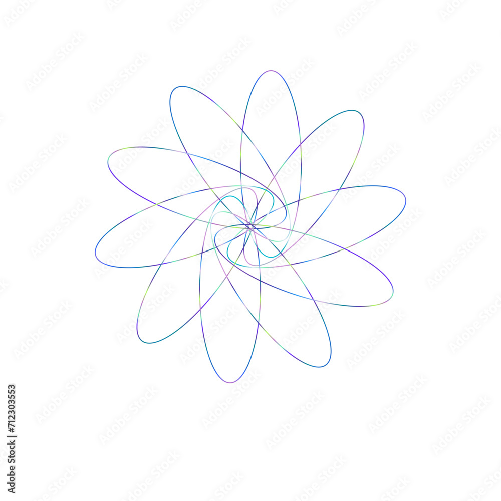 An abstract cut out transparent iridescent oval gradient star shape futuristic pattern design element. An abstract cut out transparent iridescent oval gradient star shape futuristic pattern design element.