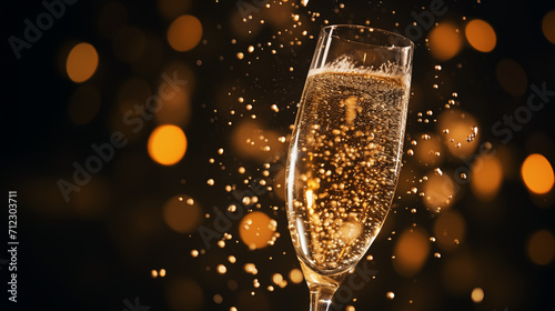 Coupe de champagne, célébration et fête. Ambiance festive, nouvel an, anniversaire. Pour conception et création graphique.	