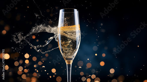 Coupe de champagne, célébration et fête. Ambiance festive, nouvel an, anniversaire. Pour conception et création graphique.	