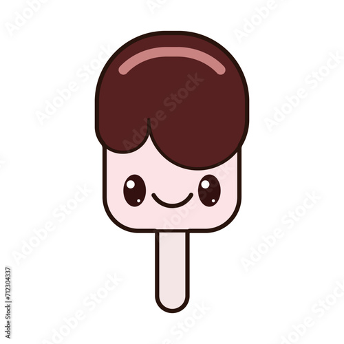 Ice Cream Cute Cartoon Vector Flat Illustration - Kawaii Ice Cream Art