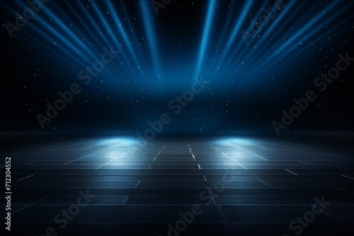 Empty Stage with Blue Spotlights