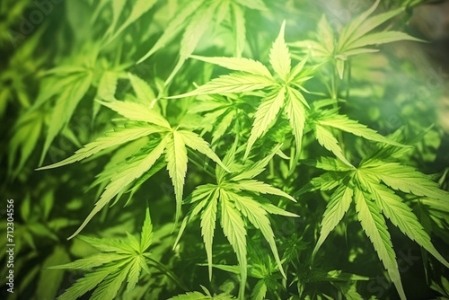 Banner consisting from traditional species marijuana in leaves  Ai generated