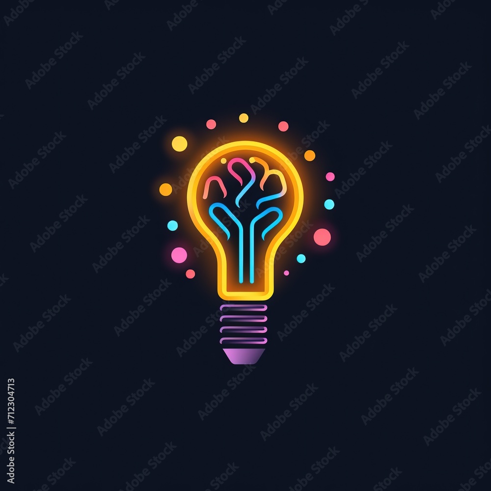 lightbulb design logo on dark background, Generative Ai lightbulb design logo on dark background, Generative Ai