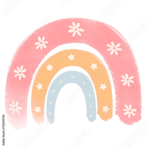 Cute hand drawn watercolor rainbow illustration isolated on white background
