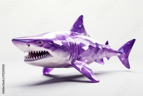Shark Amethystlong Body Surrealistic Transparent Glass White Background Transparent Materialiamond Gloss Amethyst Material Hd