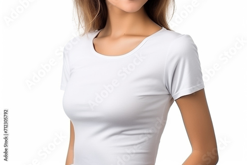 Woman in White Tshirt Mockup created with Generative AI