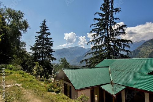 Tin roof house, Naggar, Kullu, Himachal Pradesh, India, Asia