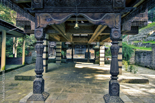 Pillars, Tripura Sundri Hindu Temple, Naggar, Kullu, Himachal Pradesh, India, Asia