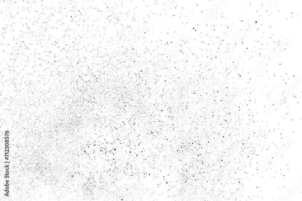 Black texture overlay. Dust grainy texture on white background. Grain noise stamp. Old paper. Grunge design elements. Vector illustration.