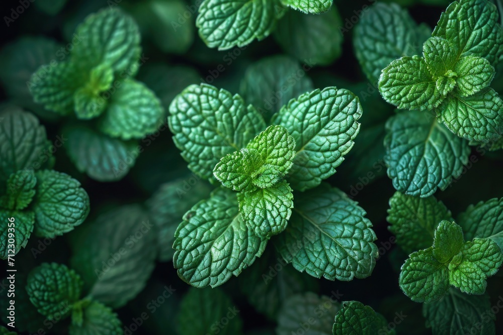 illustration, background with close up leaves of mint, Close-up of vibrant green mint leaves, with a fresh and aromatic texture, nestled in a natural garden setting.. illustration, background with close up leaves of mint, Close-up of vibrant green mint leaves, with a fresh and aromatic texture, nestled in a natural garden setting..