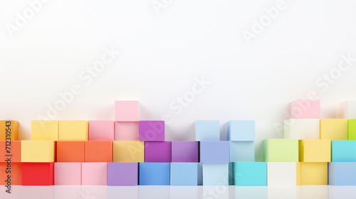 Colourful building blocks  border white graduated space.