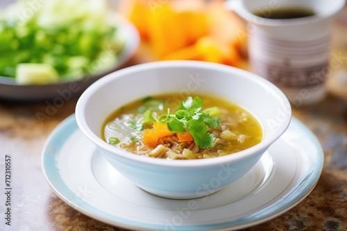 lentil soup with chunks of carrot and celery