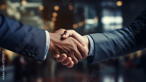 Businessmen making a handshake. Businessman handshake close up. Handshake with partner