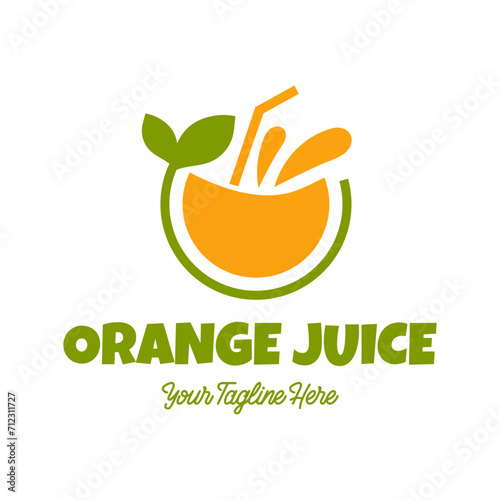 Fresh orange juice logo template design vector. Business logo for lemon juice, squeezed citrus, smoothies or lemonade.