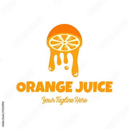 Fresh orange juice logo template design vector. Business logo for lemon juice, squeezed citrus, smoothies or lemonade.