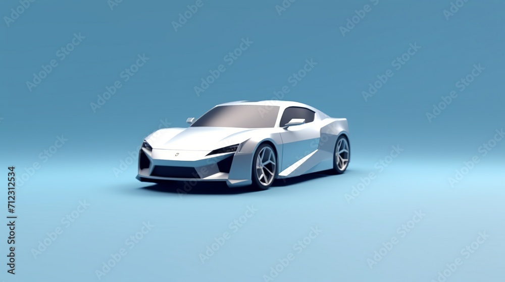 Futuristic car on an abstract glowing background