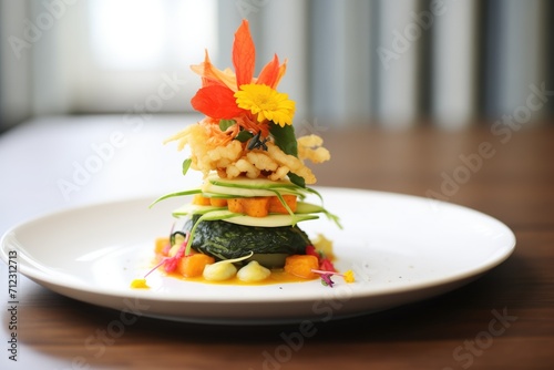 golden bell pepper tempura stack with spicy mayo
