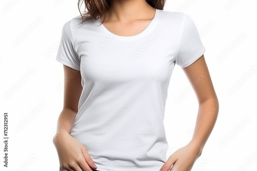 Woman in White Tshirt Mockup created with Generative AI