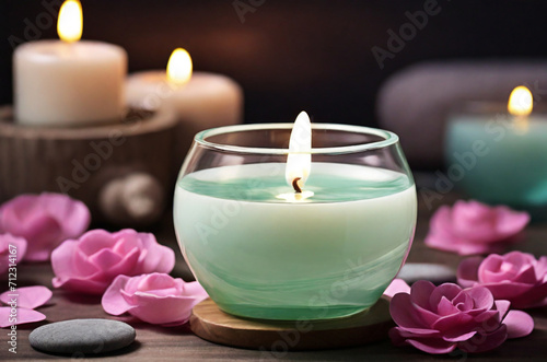 Beauty water therapy candle spa wellness light care health relaxation romantic bath. Ai generative