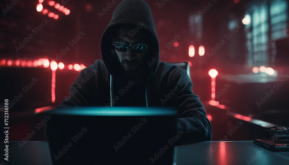 portrays a hacker in a dimly lit room with a laptop attempting a cyberattack, emphasizing the importance of cybersecurity measures in protecting sensitive data portrays a hacker in a dimly lit room with a laptop attempting a cyberattack, emphasizing the importance of cybersecurity measures in protecting sensitive data