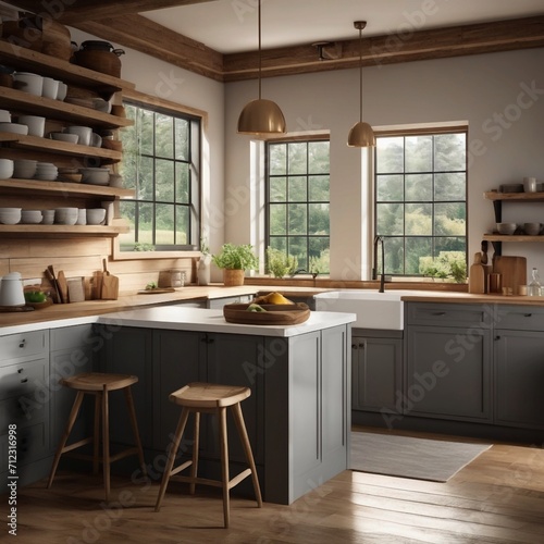 New kitchen in modern luxury home photo