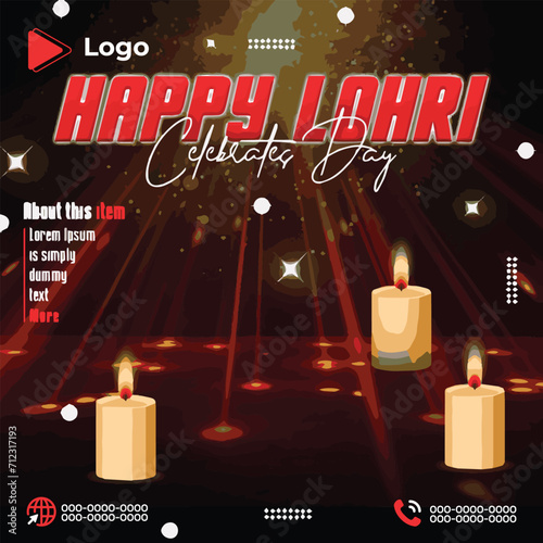 Happy lohri day flyer celebration with instagram and facebook story template | january happy lohri celebration instagram stories instagram and facebook story template | Flyer concept for lohri punjab photo